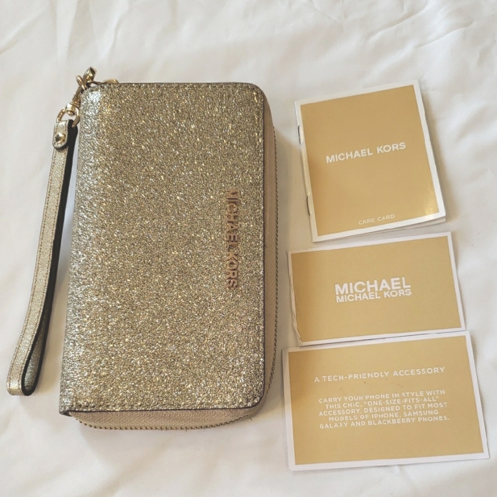 Michael Kors Gold Glitter Wristlet